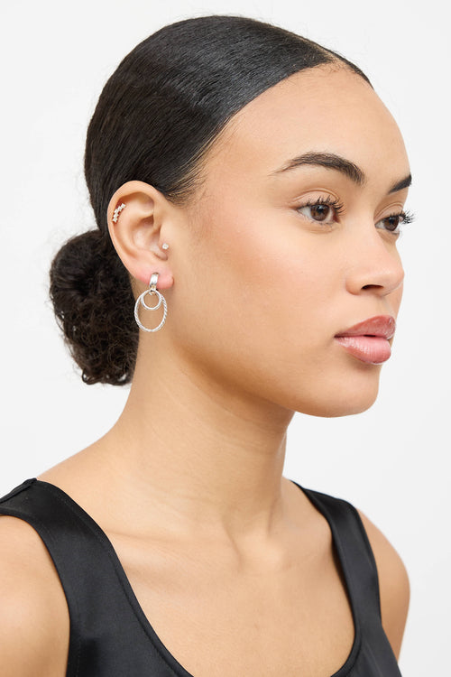 Fine Jewelry 10K White Gold Double Link Drop Earrings