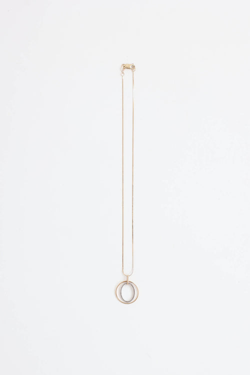 Fine Jewelry 10K Yellow Gold and Diamond Double Hoop Pendant Necklace