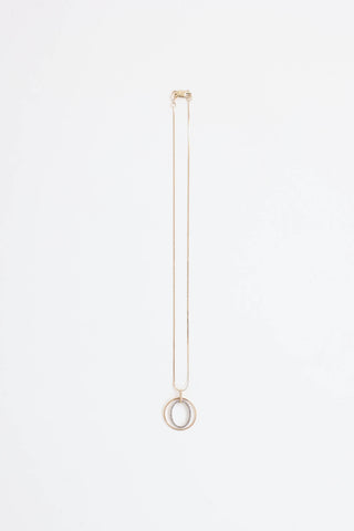 Fine Jewelry 10K Yellow Gold and Diamond Double Hoop Pendant Necklace