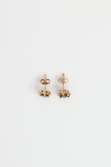 Fine Jewelry 10K Yellow Gold Ruby and Diamond Flower Stud Earrings