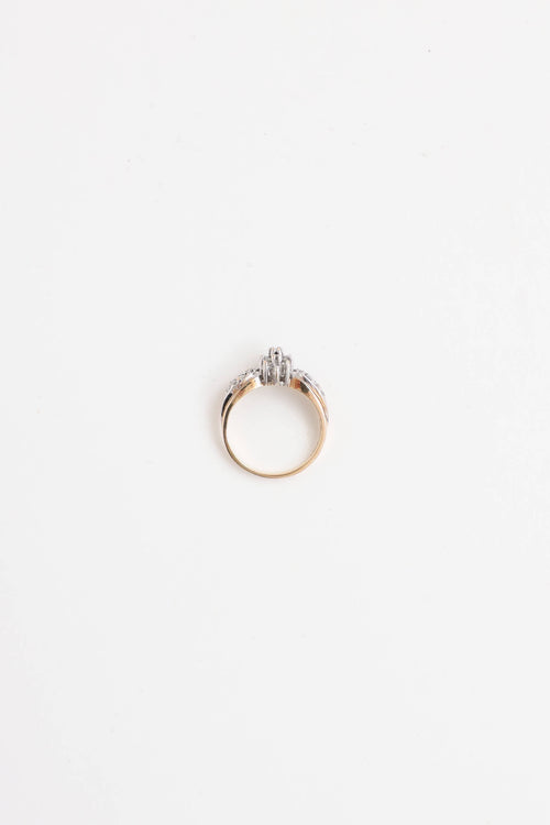 Fine Jewelry 10K Yellow and White Gold Diamond Tier Cluster Ring