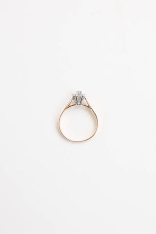 Fine Jewelry 10K Yellow & White Gold Diamond Flower Ring