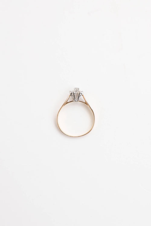 Fine Jewelry 10K Yellow & White Gold Diamond Flower Ring