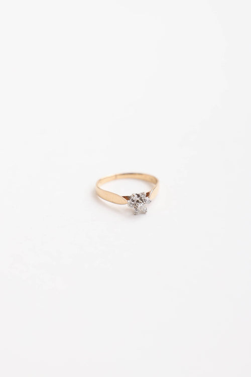 Fine Jewelry 10K Yellow & White Gold Diamond Flower Ring