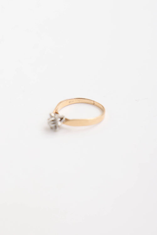 Fine Jewelry 10K Yellow & White Gold Diamond Flower Ring
