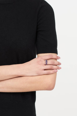 Fine Jewelry 10K Yellow Gold Amethyst and Diamond Cluster Ring