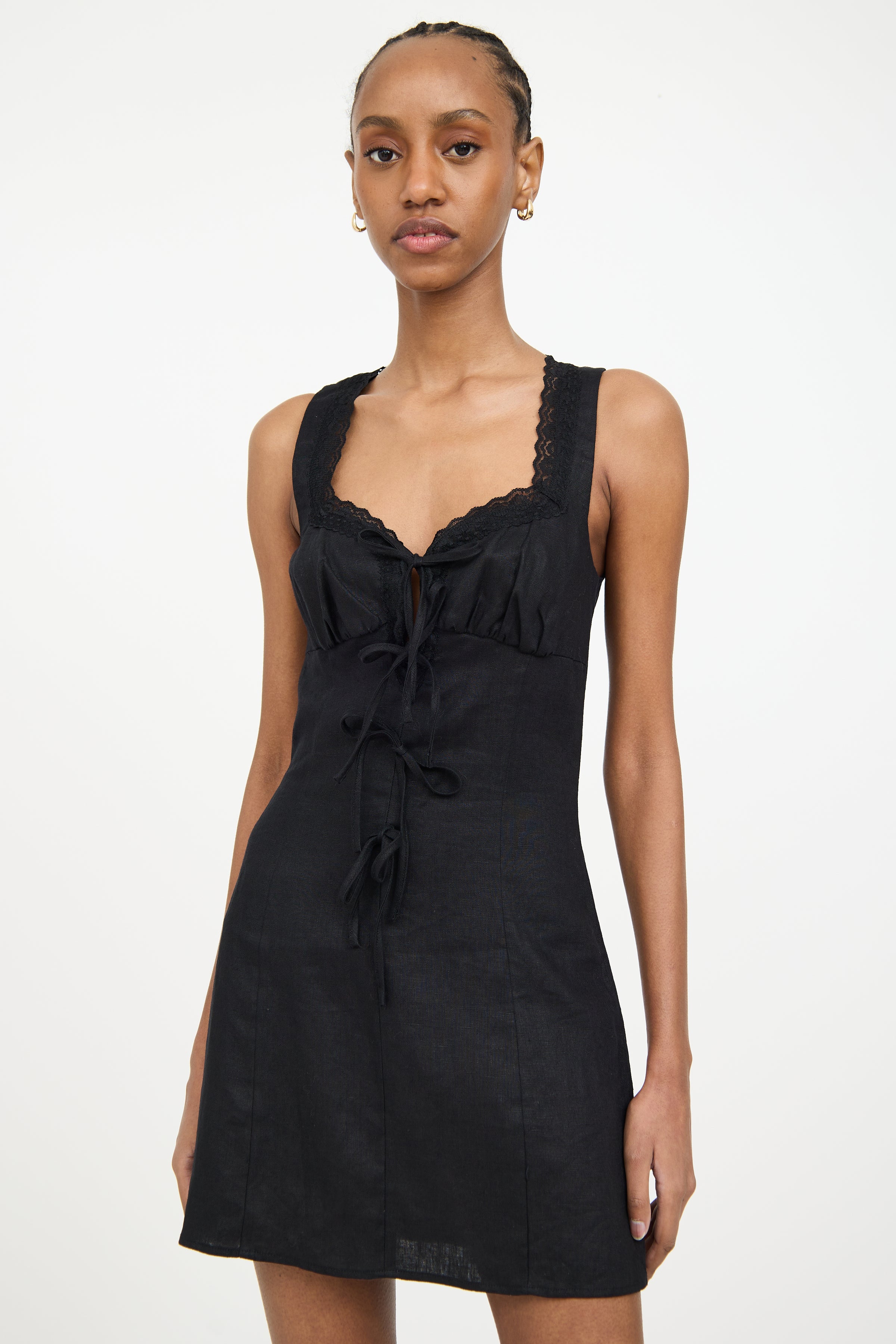 Reformation // Black Linen Lace Trim Midi Dress VSP Consignment Reformation // Black Linen Lace Trim Midi Dress VSP Consignment