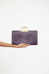 Alexander Mcqueen Purple Leather Skull Four Ring Clutch