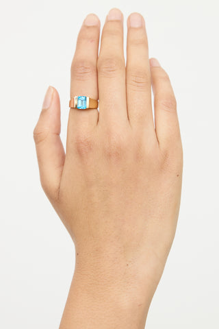 Fine Jewelry 12K Yellow Gold Blue Topaz Ring