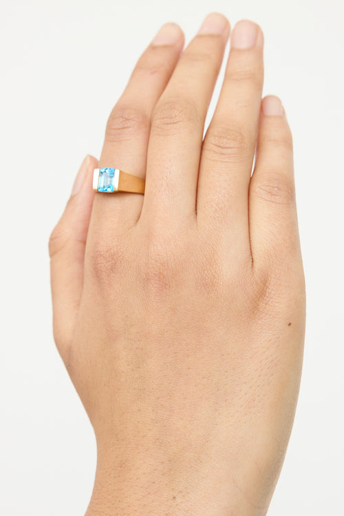 Fine Jewelry 12K Yellow Gold Blue Topaz Ring