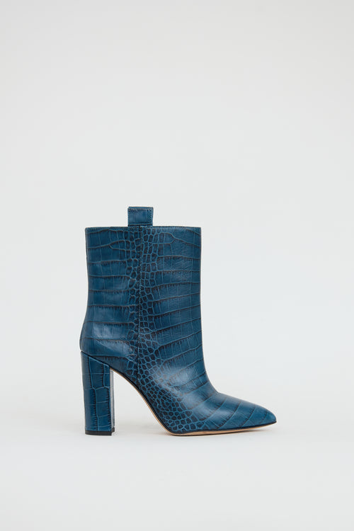 Paris Texas Blue Embossed Leather Boot