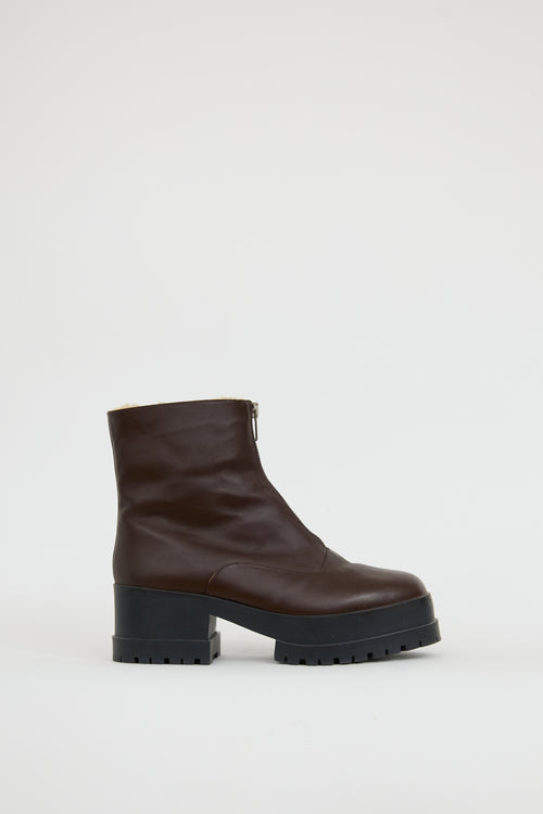 Robert Clergerie Burgundy Leather Wyllo Shearling Boot