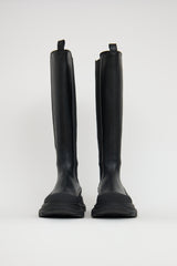 Alexander McQueen Black Leather Tread Slick Knee Boot