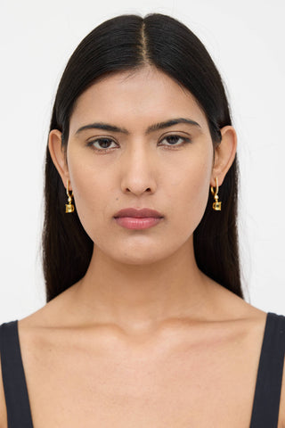 14K Yellow Gold Diamond Beryl Drop Earrings