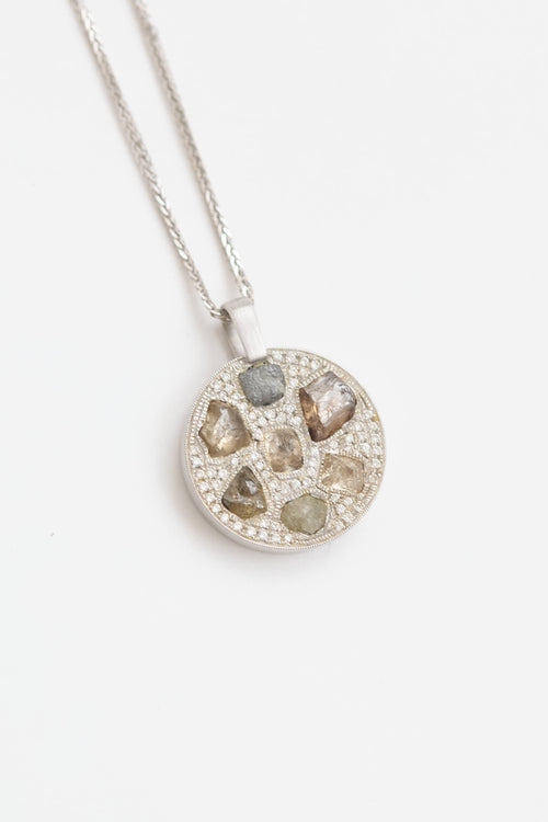 Fine Jewelry 14K and 18K White Gold Diamond Pendant Necklace