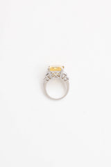 Fine Jewelry 14K White Gold Cubic Zirconia and Citrine Ring