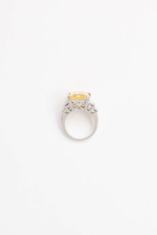 Fine Jewelry 14K White Gold Cubic Zirconia and Citrine Ring