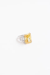 Fine Jewelry 14K White Gold Cubic Zirconia and Citrine Ring