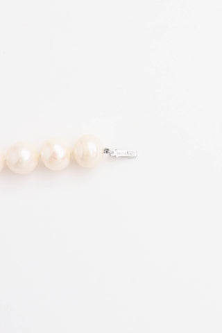 Fine Jewelry 14K White Gold Fresh Water Pearl & Diamond Necklace