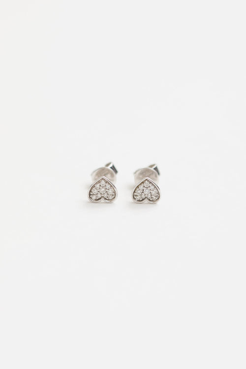 Fine Jewelry 17 White Gold Diamond Heart Stud Earrings