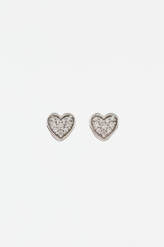 Fine Jewelry 14 White Gold Diamond Heart Stud Earrings