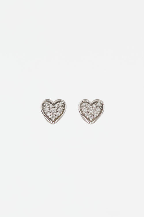 Fine Jewelry 14 White Gold Diamond Heart Stud Earrings