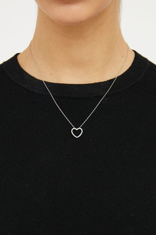 Fine Jewelry 14K White Gold Open Heart Pendant Necklace
