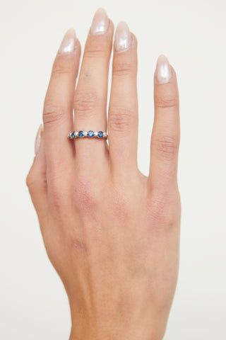 Fine Jewelry 14K White Gold, Sapphire & Diamond Ring