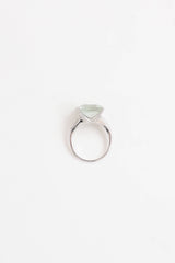 Fine Jewelry 14K White Gold Green Amethyst and Diamond Ring