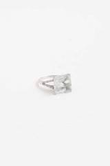 Fine Jewelry 14K White Gold Green Amethyst and Diamond Ring