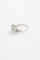 Fine Jewelry 14K White Gold Green Amethyst and Diamond Ring