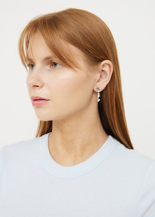 Fine Jewelry 14K White Gold & Platinum Diamond Emerald Drop Earrings