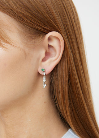 Fine Jewelry 14K White Gold & Platinum Diamond Emerald Drop Earrings