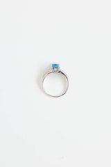 Fine Jewelry 14K White Gold Diamond and Blue Topaz Ring