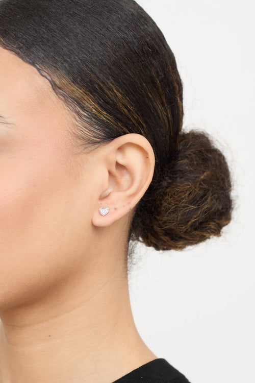 Fine Jewelry 15 White Gold Diamond Heart Stud Earrings