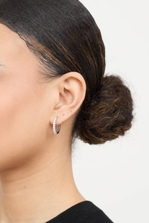 Fine Jewelry 14K White Gold Diamond Hoop Earrings