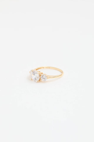 Fine Jewelry 14K Yellow Gold and Cubic Zurconia Three Stone Ring