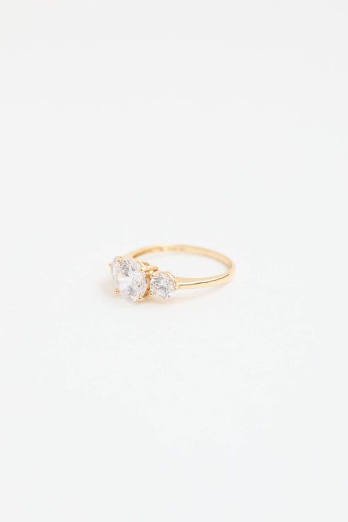 Fine Jewelry 14K Yellow Gold and Cubic Zurconia Three Stone Ring