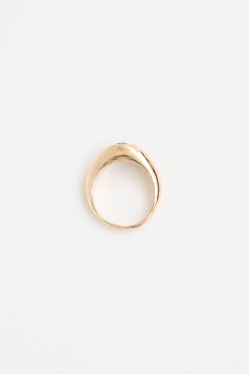 Fine Jewelry 14K Yellow Gold and Diamond Solitaire Flush Set Ring