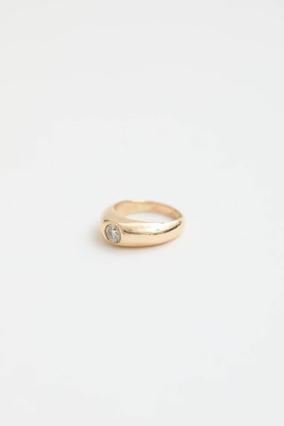 Fine Jewelry 14K Yellow Gold and Diamond Solitaire Flush Set Ring