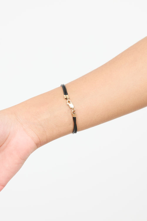 Fine Jewelry 14K Yellow Gold Diamond & Onyx Bracelet