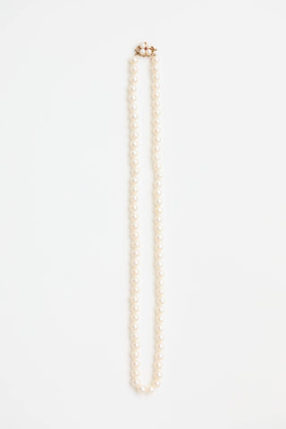 Fine Jewelry 14K Yellow Gold Pearl Ruby Clasp Necklace