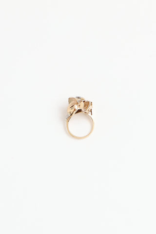 Fine Jewelry 14K Yellow & White Gold Diamond Rose Ring