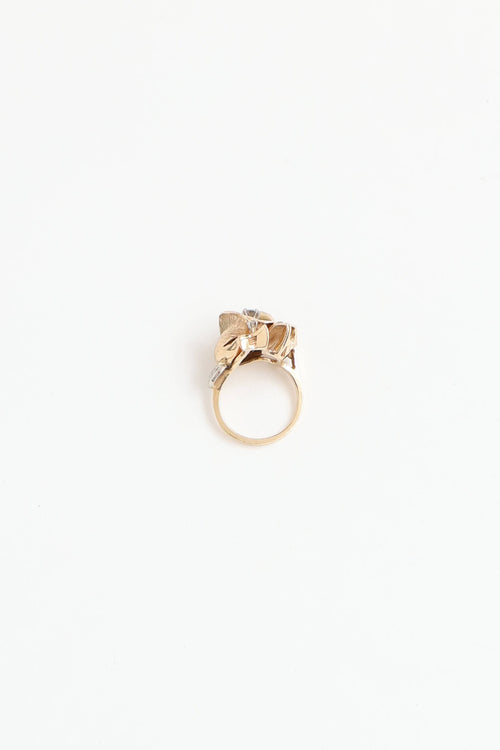 Fine Jewelry 14K Yellow & White Gold Diamond Rose Ring