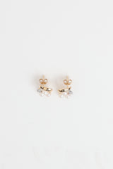 Fine Jewelry 14K Yellow and White Gold Pearl and Diamond Stud Earrings