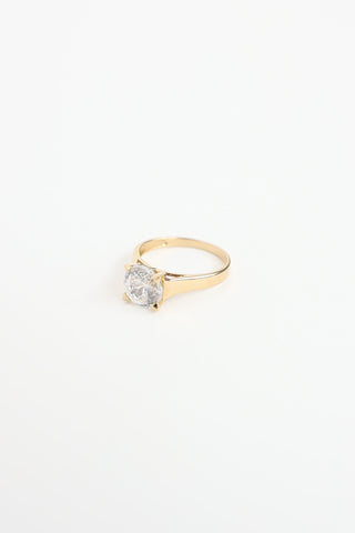 Fine Jewelry 14K Yellow Gold and Cubic Ziirconia Solitaire Ring