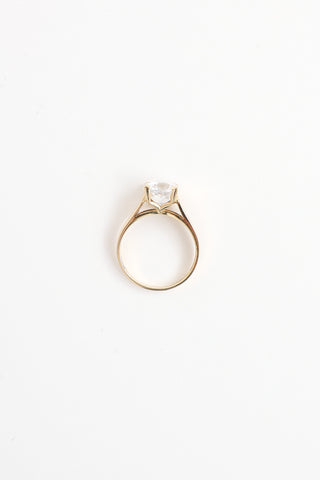 Fine Jewelry 14K Yellow Gold and Cubic Ziirconia Solitaire Ring