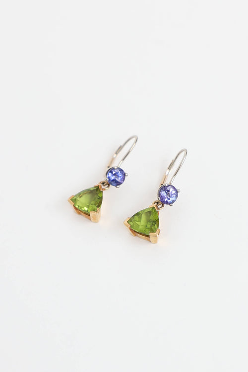 Fine Jewelry 14K Peridot and Tanzanites Drop Earrings
