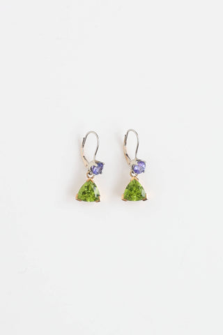 Fine Jewelry 14K Peridot and Tanzanites Drop Earrings