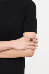 Fine Jewelry 14K Yellow Gold Smoky Quartz and Open Carve Ring